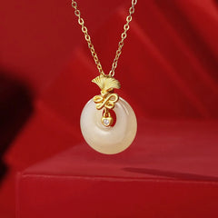 925 Sterling Silver Natural Hetian Jade Carnation Flower Prosperity Necklace Pendant