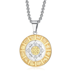 Chinese Zodiac Nine Palaces Eight Diagrams Bagua Amulet Harmony Rotatable Pendant Necklace
