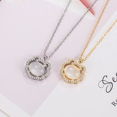 Chalcedony Lock of Good Wishes Positive Necklace Pendant