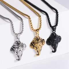 Elephant Titanium Steel Protection Pendant Necklace