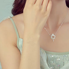 925 Sterling Silver Cubic Zirconia Pearl Necklace Pendant with Jade