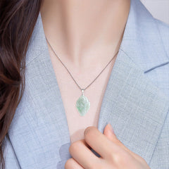 925 Sterling Silver Natural Jade Nine Tailed Fox Prosperity Necklace Pendant