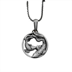 Pure Tin Double Koi Fish Wealth Necklace Pendant