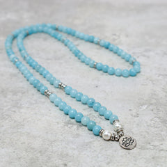 Natural Amazonite Stone Healing Lotus Mala Bracelet