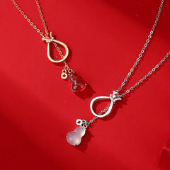 Red Agate Chalcedony 925 Sterling Silver Gourd Lucky Bag Confidence Necklace Pendant