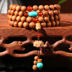 Tibetan Sandalwood Lotus Enlightenment Charm Mala Bracelet