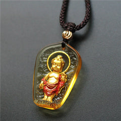 Tibetan Buddha Liuli Crystal Necklace Pendant