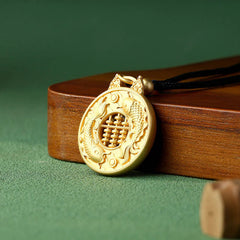 Gold Plated Copper Koi Fish Strength Necklace Pendant