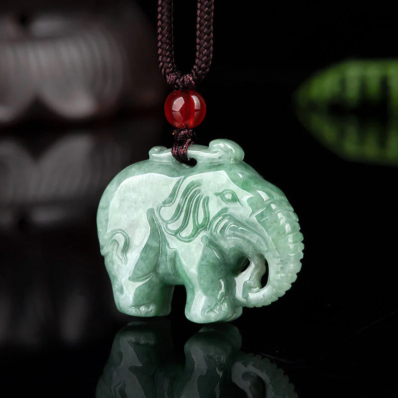 Elephant Jade Luck and Strength Necklace Pendant