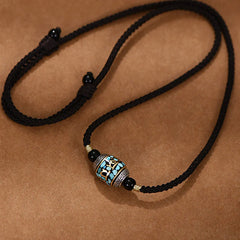Tibet Om Mani Padme Hum Dzi Bead Pattern Rotatable Necklace Pendant