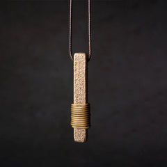Vintage Textured Design Copper Wealth Necklace Pendant