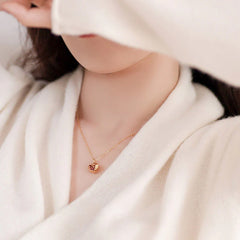 925 Sterling Silver 18k Gold Plated Pomegranate Garnet Crystal Charm Necklace Pendant