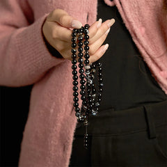 108 Mala Beads Natural Stone Black Onyx Protection Bracelet