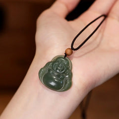 Laughing Buddha Hetian Jade Necklace Pendant