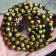 108 Mala Teardrop Beads Natural Wood Protection Bracelet