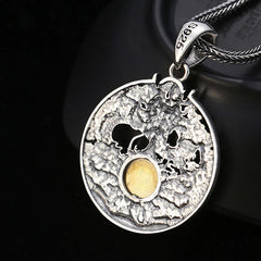 Renbeads Dragon Waves Yin Yang Bagua Luck Strength Necklace Pendant