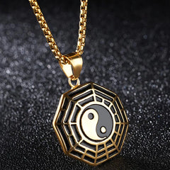 Titanium Steel Bagua Yin Yang Pattern Balance Necklace Pendant