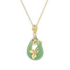 Jade Oval Pattern Blessing Fortune Necklace Pendant