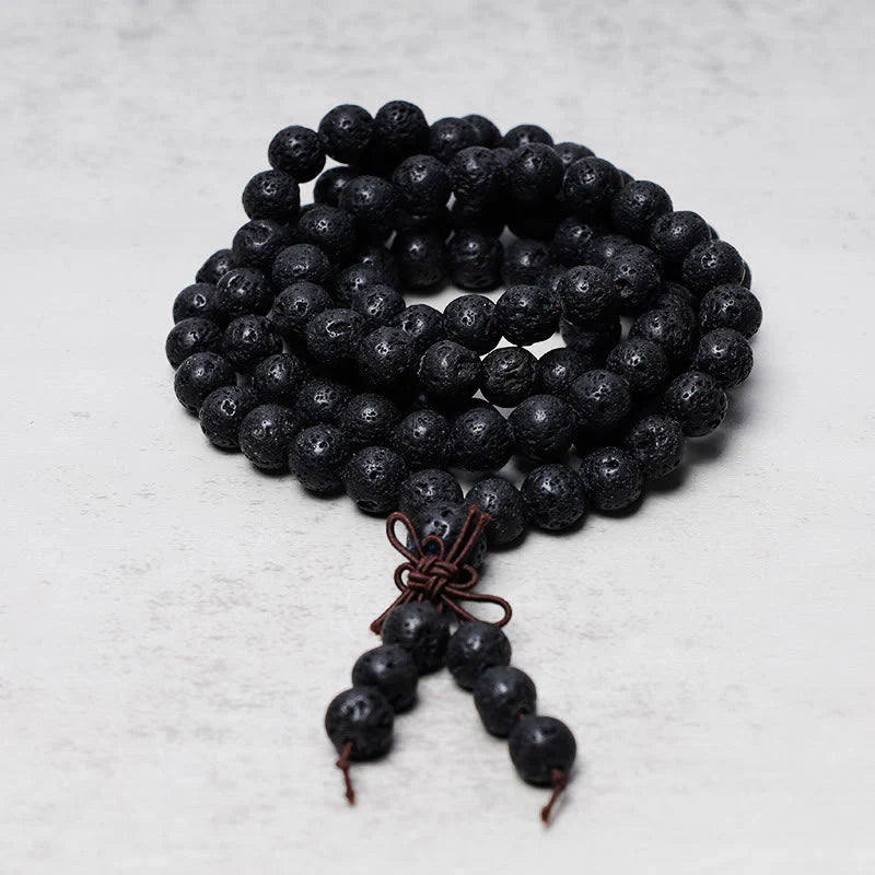 108 Natural Lava Rock Beads Prayer Mala Bracelet Necklace