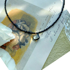 Black Spinel Cute Cat Choker Necklace