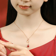 Red Agate Chalcedony 925 Sterling Silver Gourd Lucky Bag Confidence Necklace Pendant