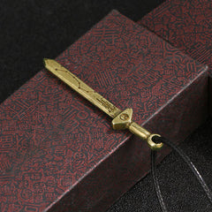 Vintage Yin Yang Copper Brass Sword Balance Necklace Pendant