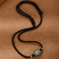 Tibet Om Mani Padme Hum Dzi Bead Pattern Rotatable Necklace Pendant