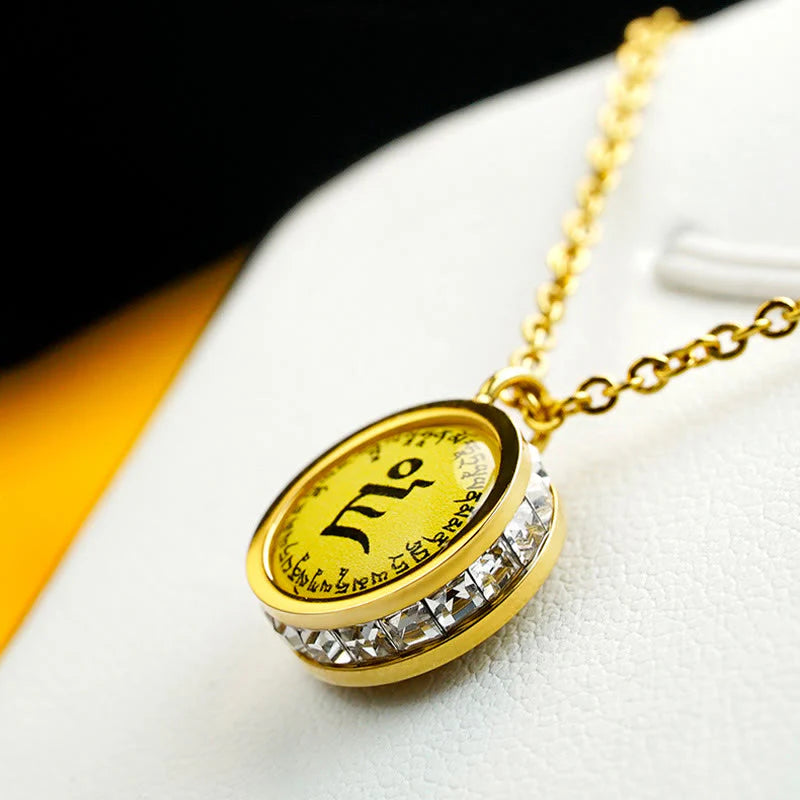 Tibetan Yellow God of Wealth Green Tara Buddha Serenity Titanium Steel Necklace Pendant