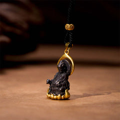 Tibetan Yellow God of Wealth Buddha Serenity Necklace Pendant