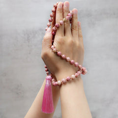 108 Mala Rhodonite Beads Yoga Meditation Prayer Beads Bracelet