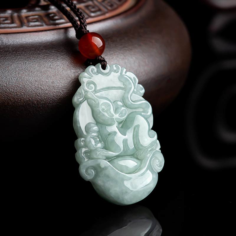 Natural Jade 12 Chinese Zodiac Success Pendant Necklace