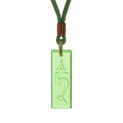 Tibetan Green Tara Medicine Buddha Sanskrit Pattern Glazed Crystal Protection Necklace Pendant