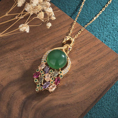 Cyan Jade Necklace Chain Pendant