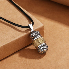 Tibet Om Mani Padme Hum Carved Chain Leather Rope Necklace Pendant