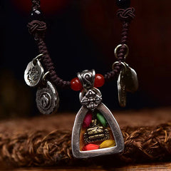 Tibetan Medicine Buddha Compassion Braided Rope Necklace Pendant