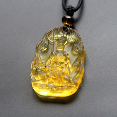 Renbeads Ksitigarbha Buddha Liuli Crystal Serenity Amulet Necklace Pendant