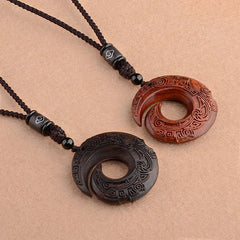 Small Leaf Red Sandalwood Ebony Wood Luck - Improving Design Protection Necklace Pendant