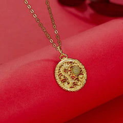 925 Sterling Silver Year Of The Dragon Auspicious Clouds Hetian Jade Inlaid Luck Necklace Pendant