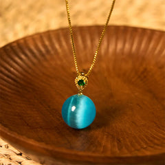 Cat's Eye Round Ball Confidence Necklace Pendant