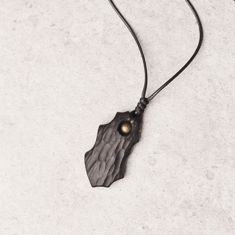 Ebony Wood Irregular Shape Copper Bead Necklace Pendant