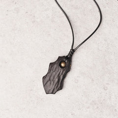 Ebony Wood Irregular Shape Copper Bead Necklace Pendant
