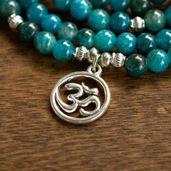 108 Mala Beads Apatite Om The Tree Of Life Lotus Bracelet