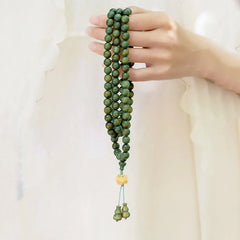 108 Mala Beads Green Sandalwood Boxwood Lotus Positive Bracelet