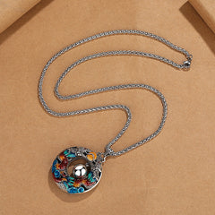 Year of the Dragon Colorful Double Dragons Playing Bead Copper Necklace Pendant