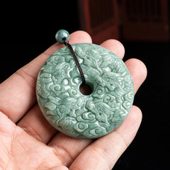Year of the Dragon Natural Jade Nine Dragons Peace Buckle Protection Necklace Pendant