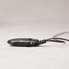 Ebony Wood Irregular Shape Copper Bead Necklace Pendant