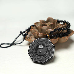 Black Obsidian Yin Yang Pendant Necklace