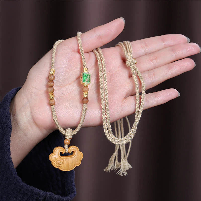 Tibetan Sandalwood Chinese Lock Charm Necklace Pendant