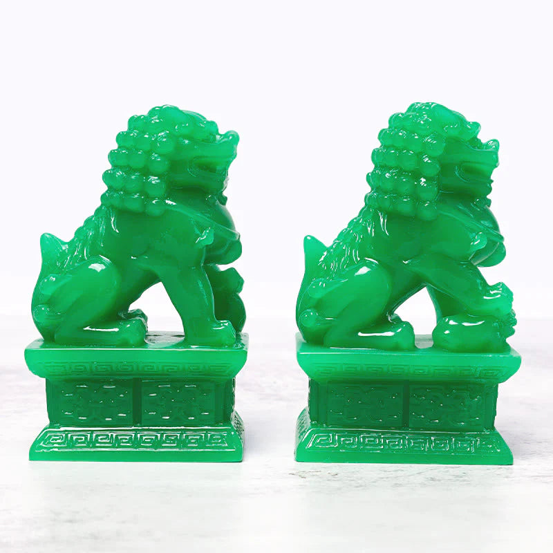 Pair of Fu Foo Dogs Guardian Lion Statues for Home Decoration