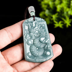 Year of the Dragon Chinese Zodiac Dragon Travels the World Jade Strength Necklace Pendant